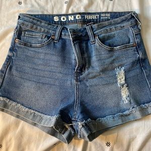 High rise jean short